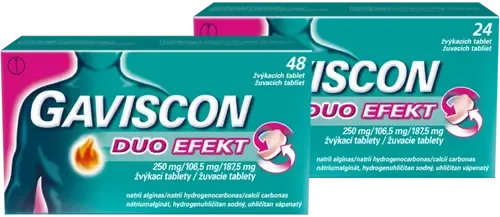 Gaviscon Duo Efekt Žuvacie tablety 24, 48